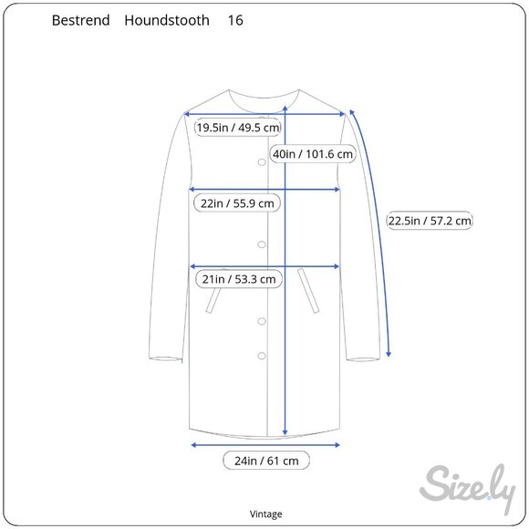 Bestrend Vintage Black & White Houndstooth Wool Blend Chic Outerwear Dress Coat - Picture 8 of 11